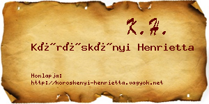 Köröskényi Henrietta névjegykártya